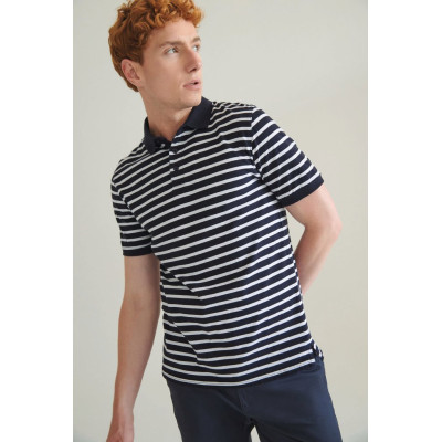 Striped jersey polo shirt